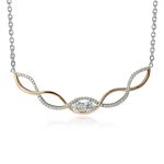 Sterling Silver Rose Gold Plated Cubic Zirconia Twisted Necklace Sterling Silver Rose Gold Plated Cubic Zirconia Twisted Necklace